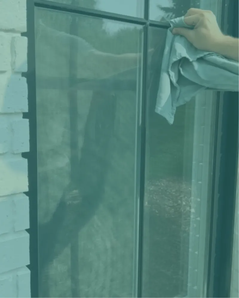 Detailing window edges and sills with a lint-free towel